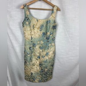 Nipon Boutique Floral Brocade Sheath Dress Vintage Style Structured